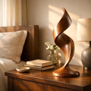 Abstract Wood Sculpture – Modern Organic Tabletop Accent for Minimalist Home Decor
